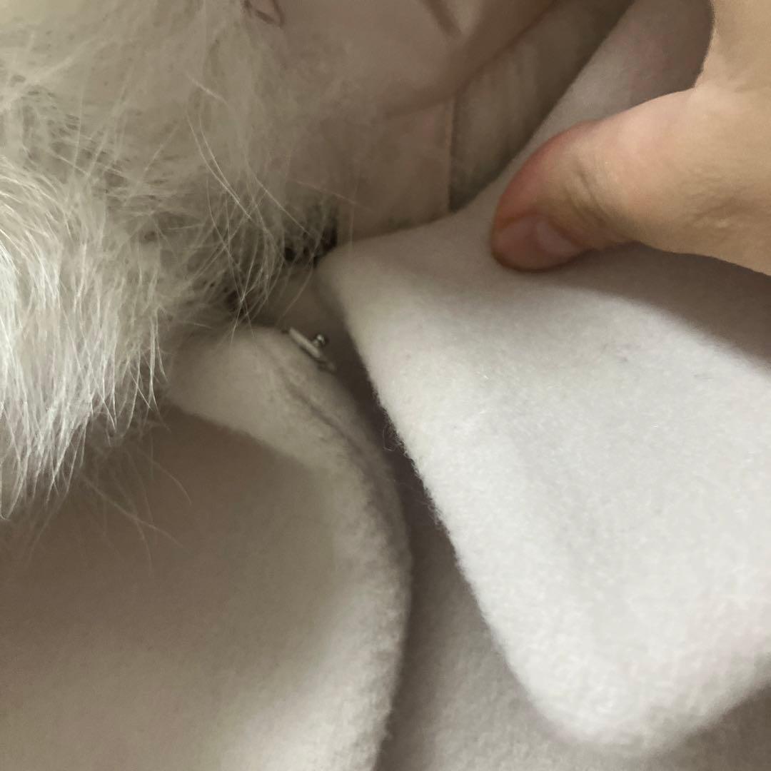 ストロベリーフィールズ　フォックスファー付きピンクベージュメルトンロングコート