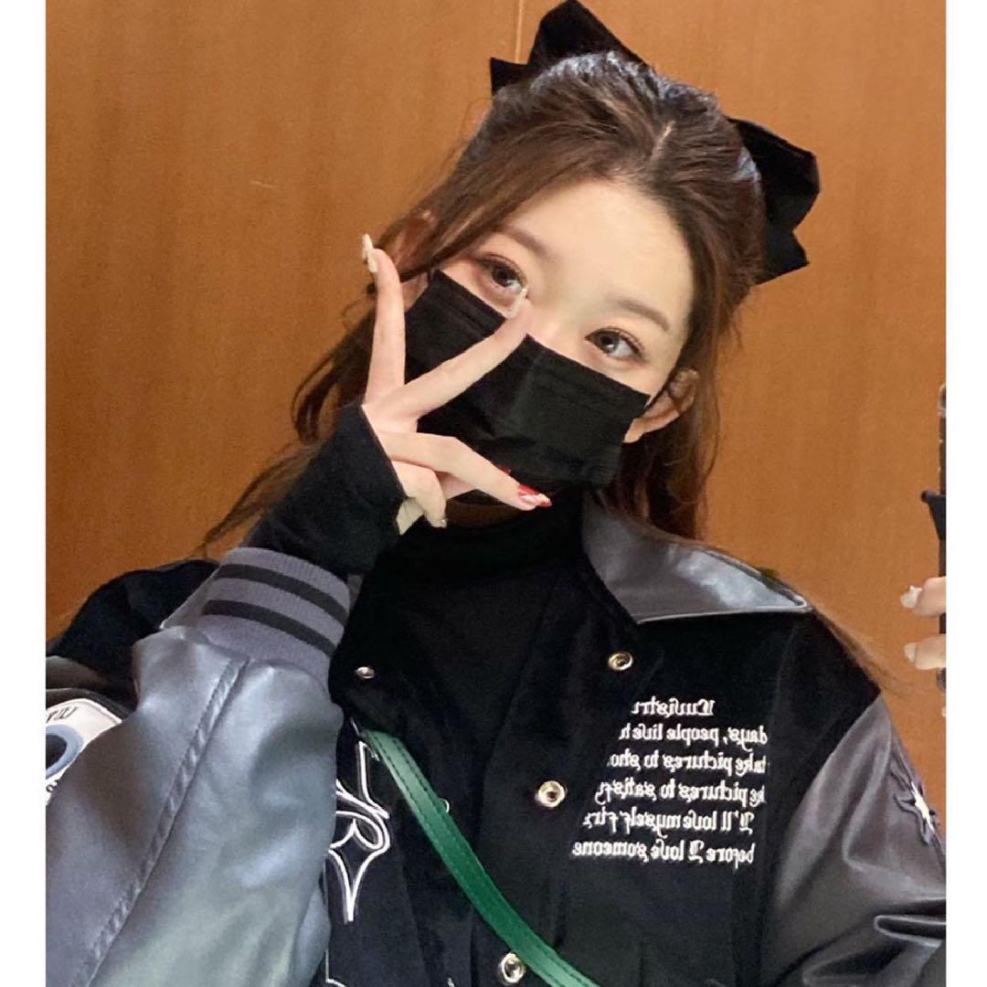 【美品★韓国】 LUV IS TRUE バーシティジャケット ネイビー