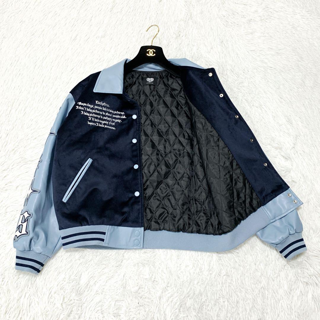 【美品★韓国】 LUV IS TRUE バーシティジャケット ネイビー