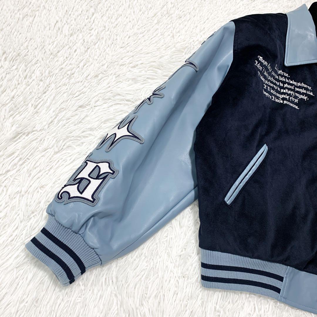 【美品★韓国】 LUV IS TRUE バーシティジャケット ネイビー