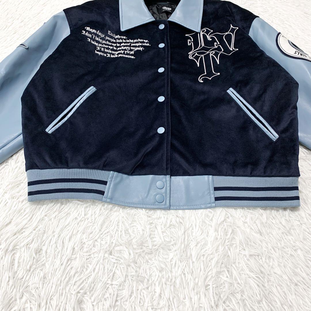 【美品★韓国】 LUV IS TRUE バーシティジャケット ネイビー