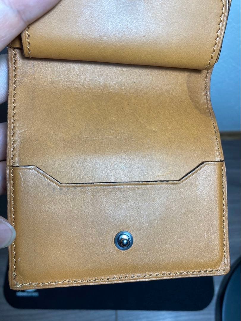 【万双】ミニ財布 クロコダイル キャメル