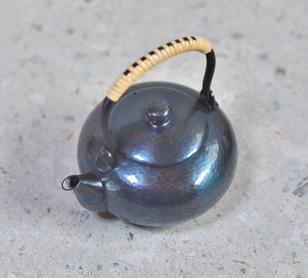 玉川堂　紫金色急須　鎚起銅器、共箱/茶道具