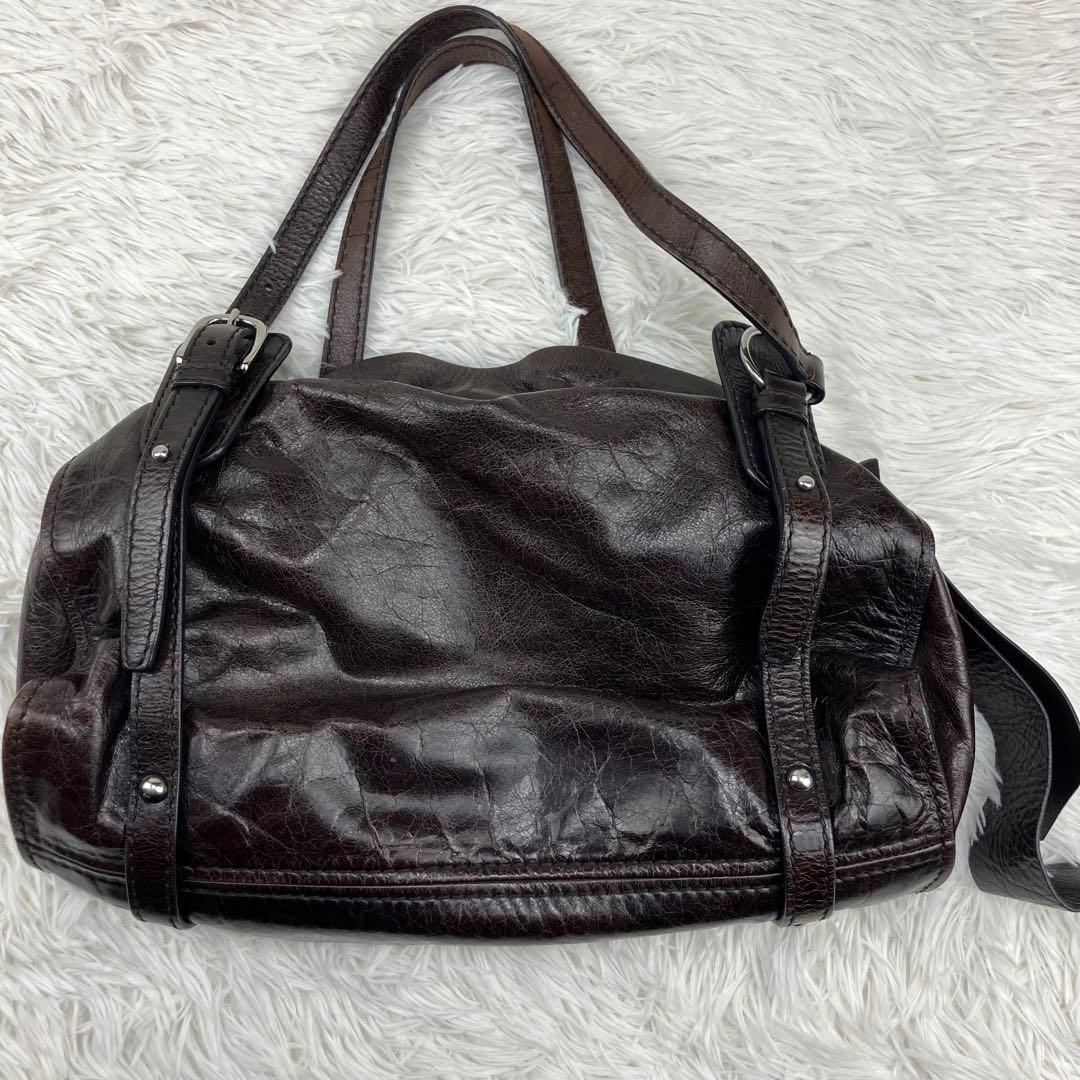 miu miu ミュウミュウ　サイドリボントートバッグ　ダークブラウン