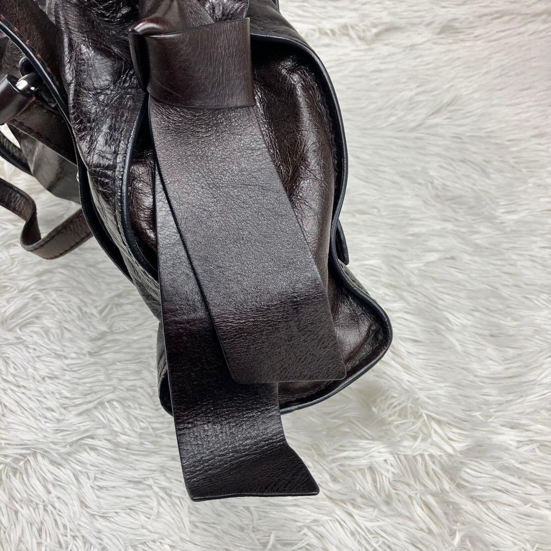 miu miu ミュウミュウ　サイドリボントートバッグ　ダークブラウン