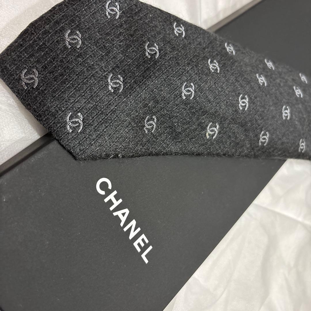 CHANELココマークシルクカシミヤネクタイ