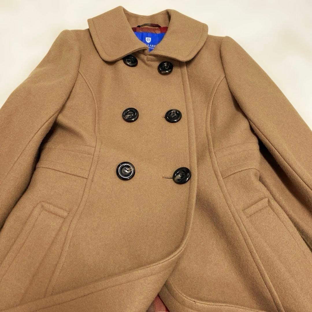 【美品】ブルーレーベル ウール メルトン コート 36 ダブルブレスト　キャメル