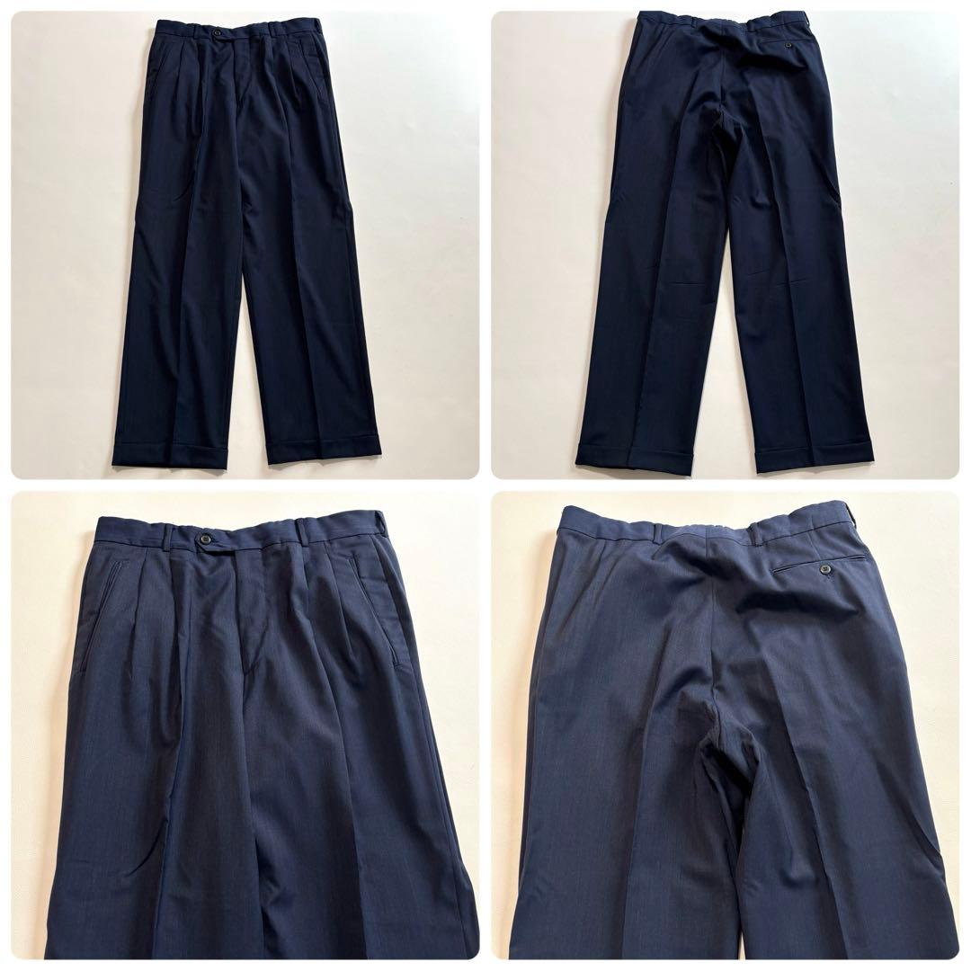 ヒューゴボス イタリア製生地 XLサイズ スーツ セットアップ ダブル ネイビー