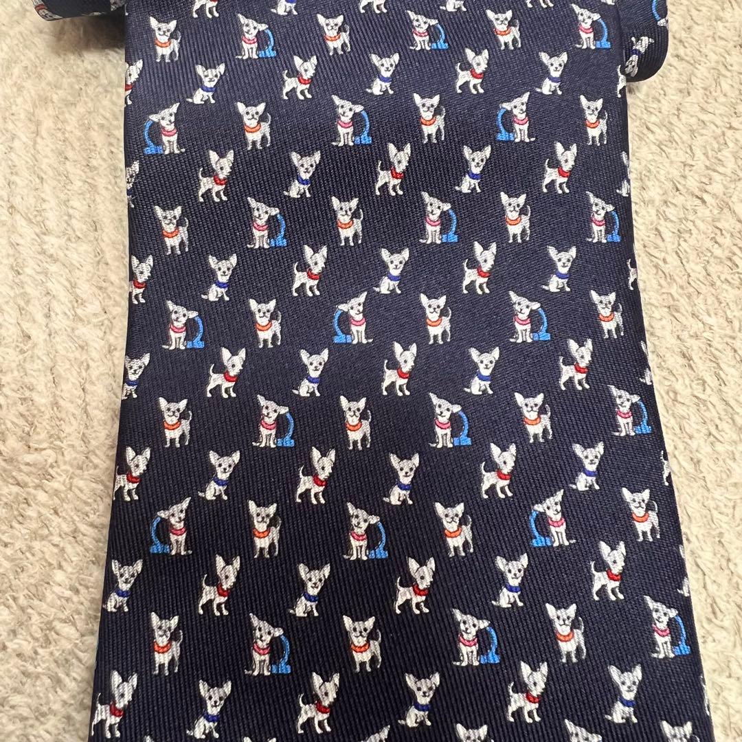 Salvatore Ferragamo フェラガモ ネクタイ 犬柄 アニマル