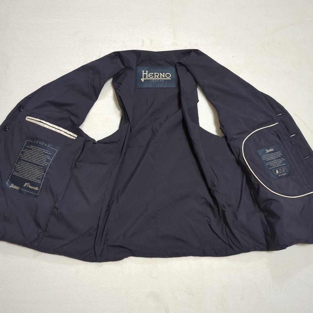 未使用級 48 HERNO LEGEND ダウンベスト シングルボタン ネイビー