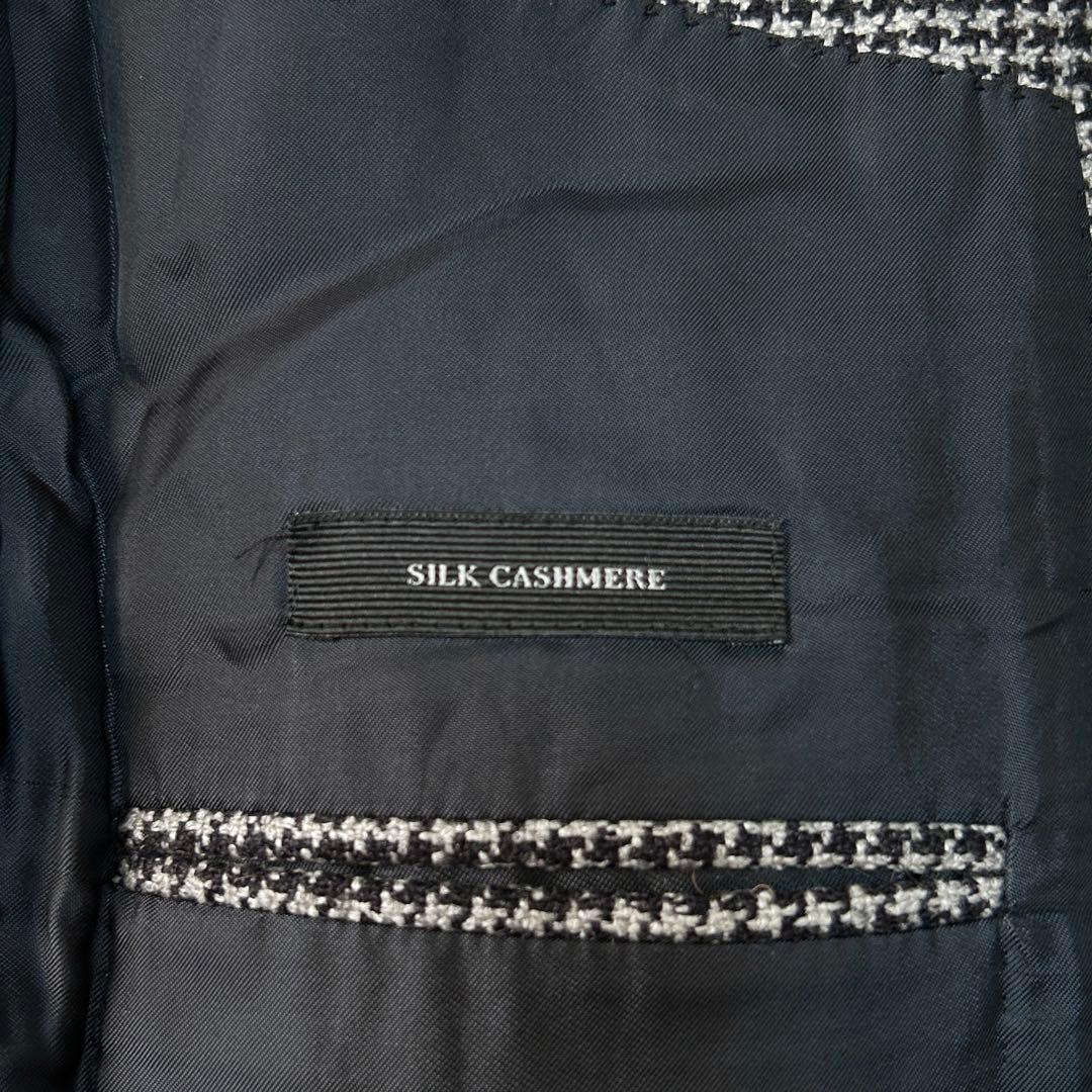 美品 エルメネジルドゼニア カシミヤ シルク ハウンドトゥース ジャケット48