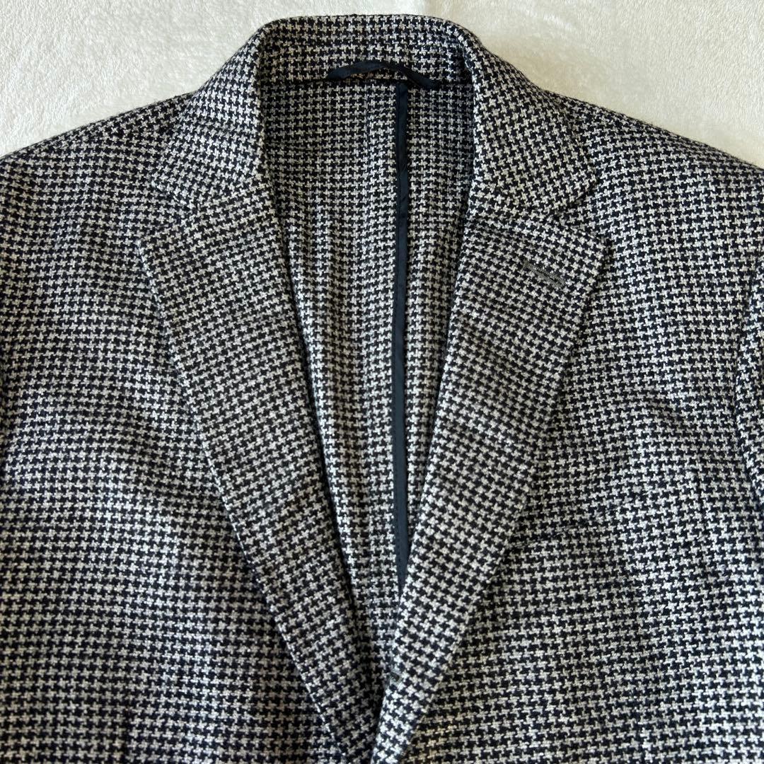 美品 エルメネジルドゼニア カシミヤ シルク ハウンドトゥース ジャケット48