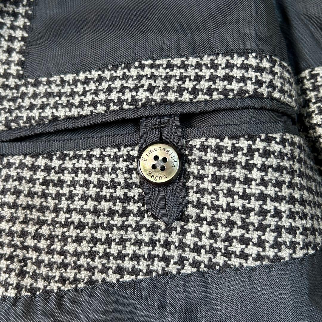 美品 エルメネジルドゼニア カシミヤ シルク ハウンドトゥース ジャケット48