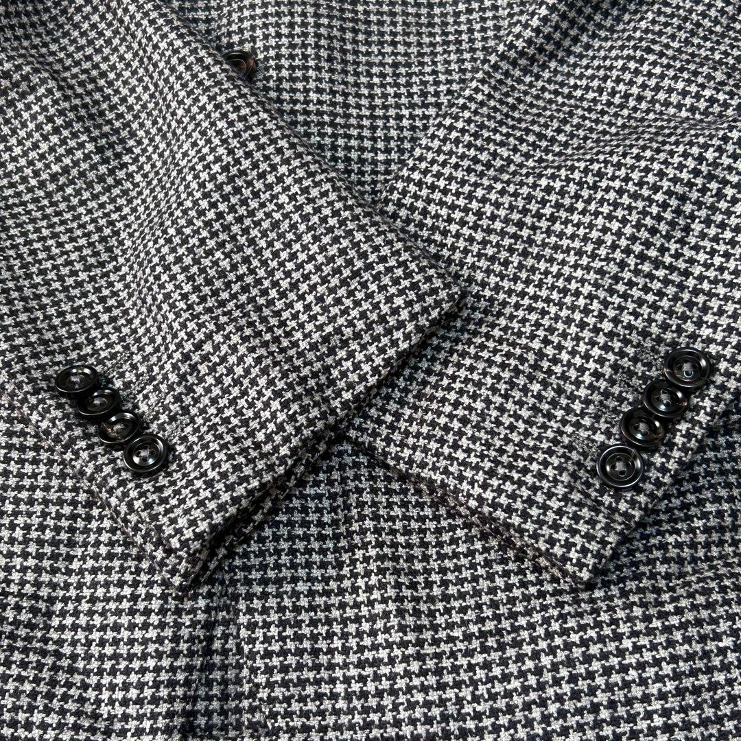 美品 エルメネジルドゼニア カシミヤ シルク ハウンドトゥース ジャケット48