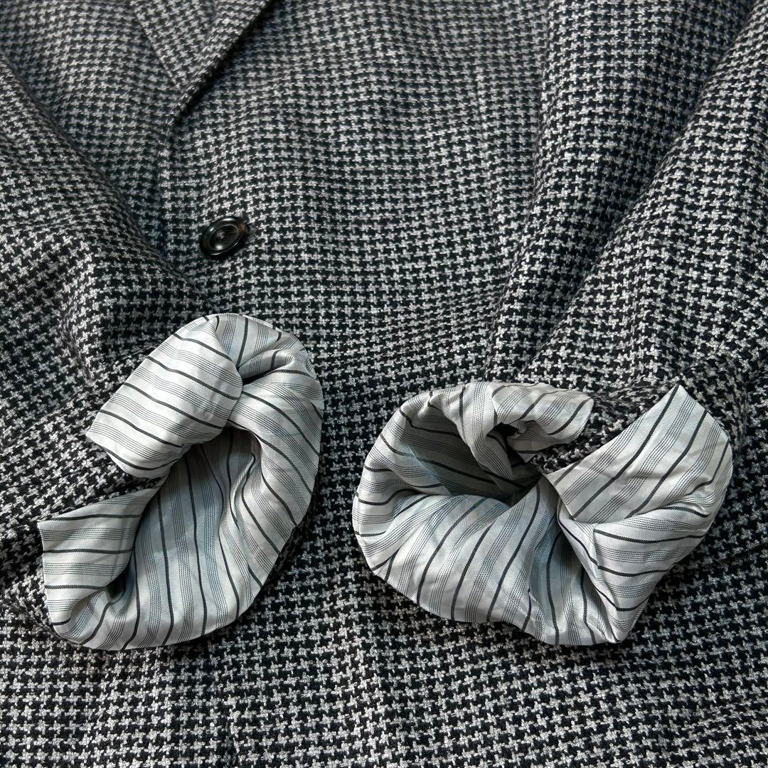 美品 エルメネジルドゼニア カシミヤ シルク ハウンドトゥース ジャケット48