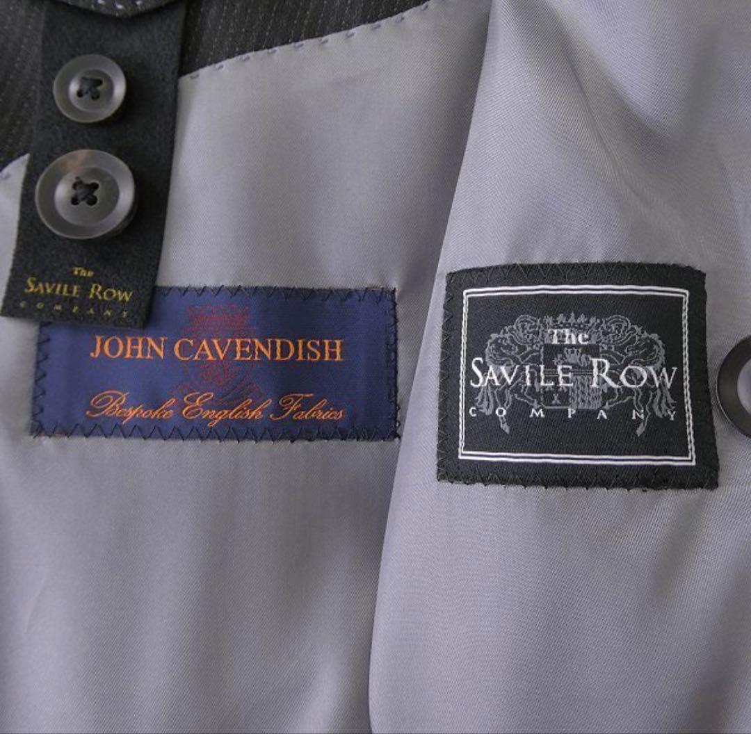 【新品】サヴィルロウ 英国 ウール ストライプ ダブルスーツ YA6 濃灰