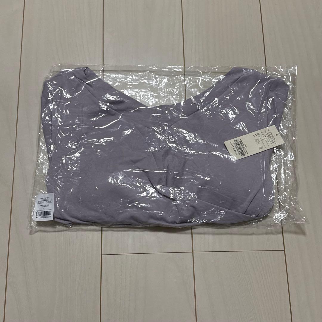 【新品未開封】カップ付きギャザークロスロングスリーブトップス パープル Lサイズ