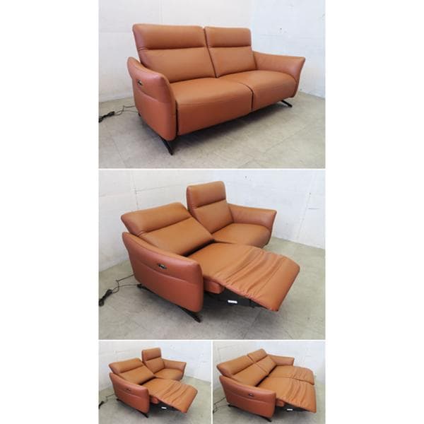 展示品■IDC大塚家具■本革■ミッソーリ■電動リクライニングソファ■3人掛け