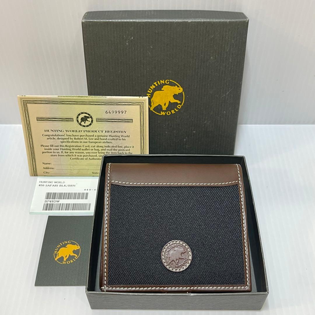 新品未使用【ハンティングワールド】折り財布 レザーキャンバス BOX型小銭入れ