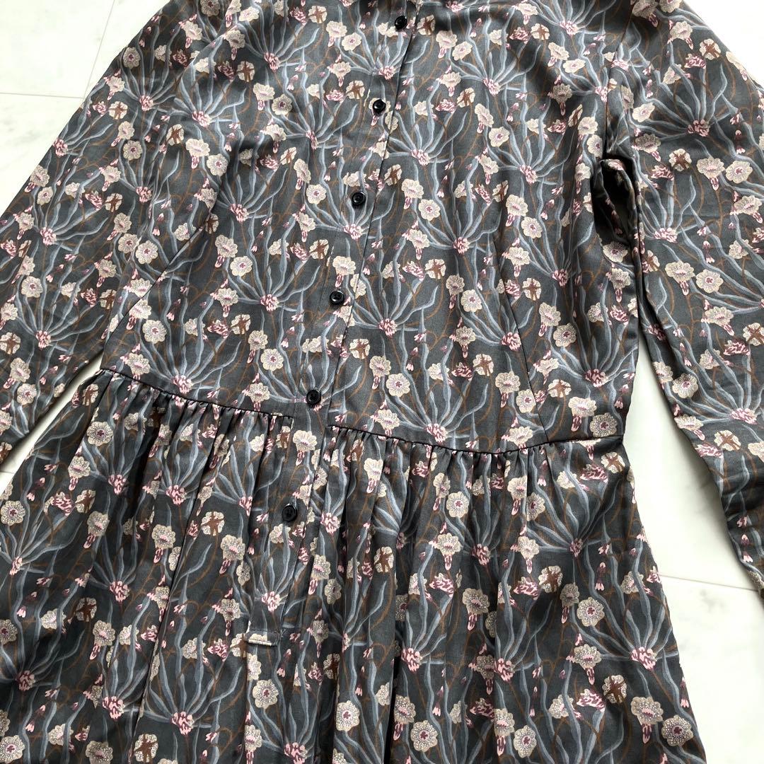 美品 ブルックスブラザーズ ロングワンピース 花柄 コットン アンティーク調