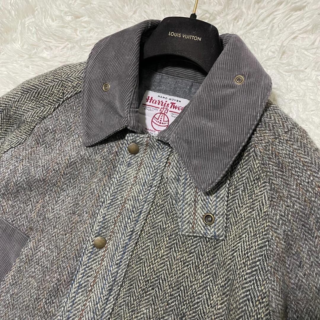 XL相当 ハリスツイード クレイジーパターン ハンティングジャケット グレー系