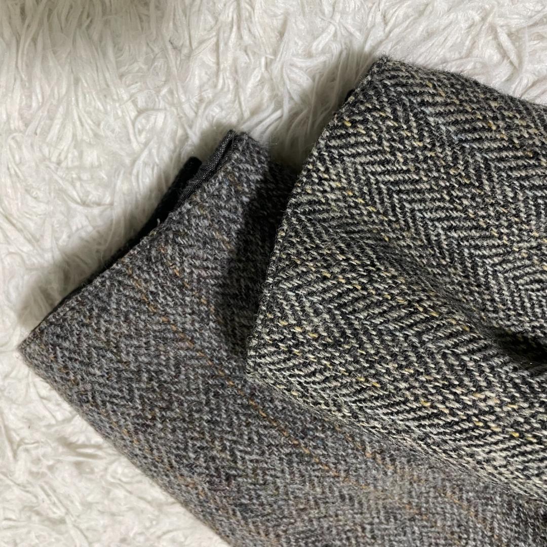 XL相当 ハリスツイード クレイジーパターン ハンティングジャケット グレー系