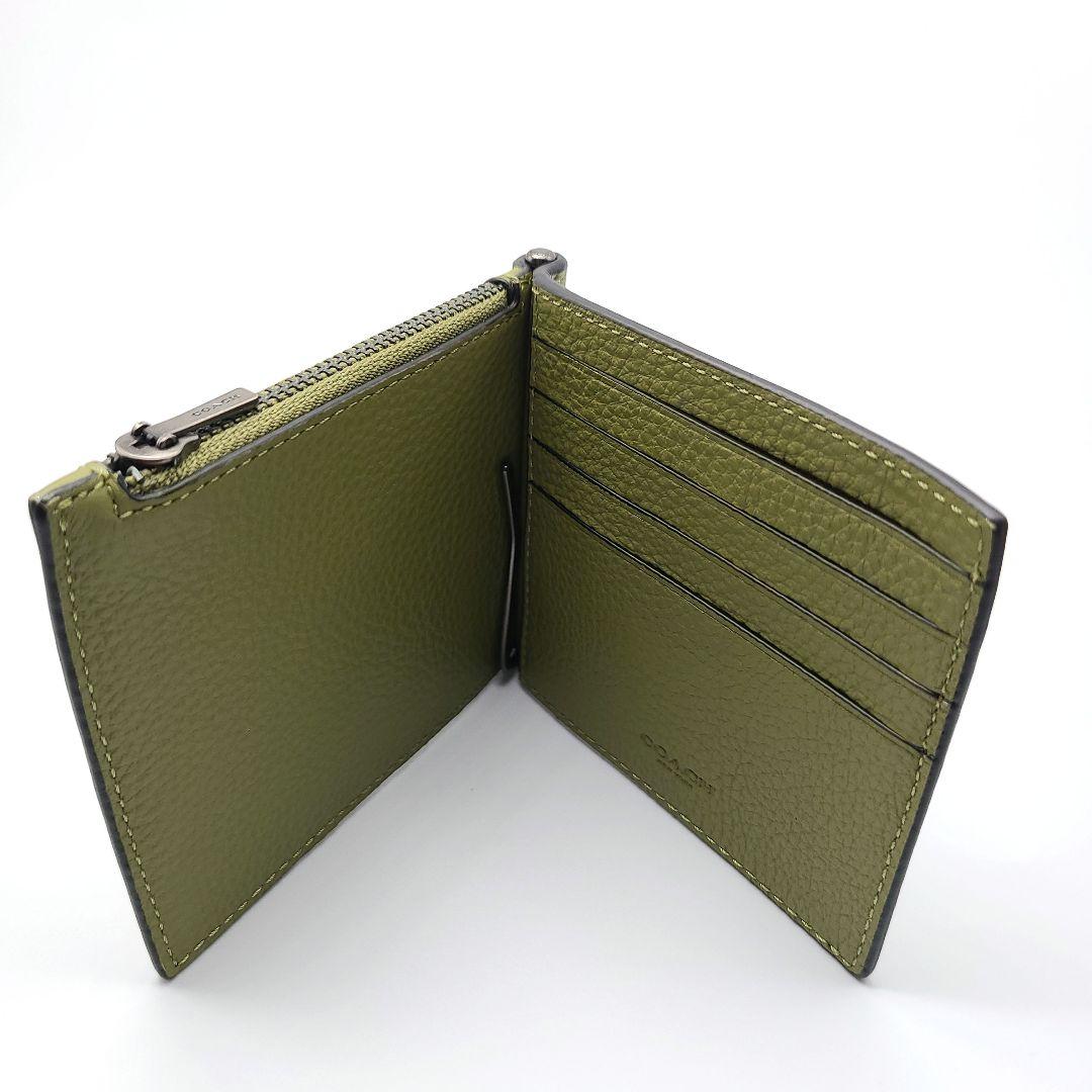 COACH マネークリップ 新品 オリーブグリーン 最新作 レザー メンズ