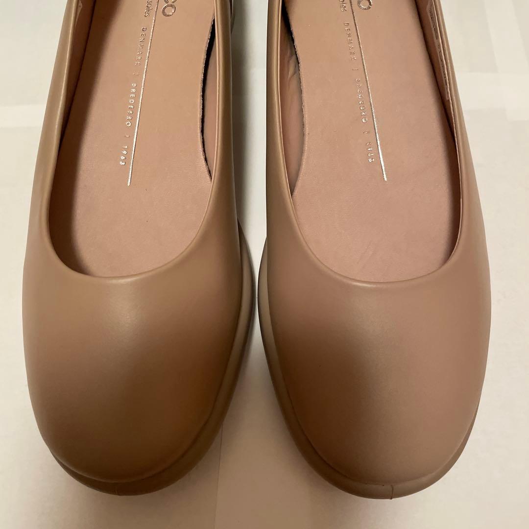 ECCO サンドベージュ バレエフラットシューズ38 ストラップおまけ付き