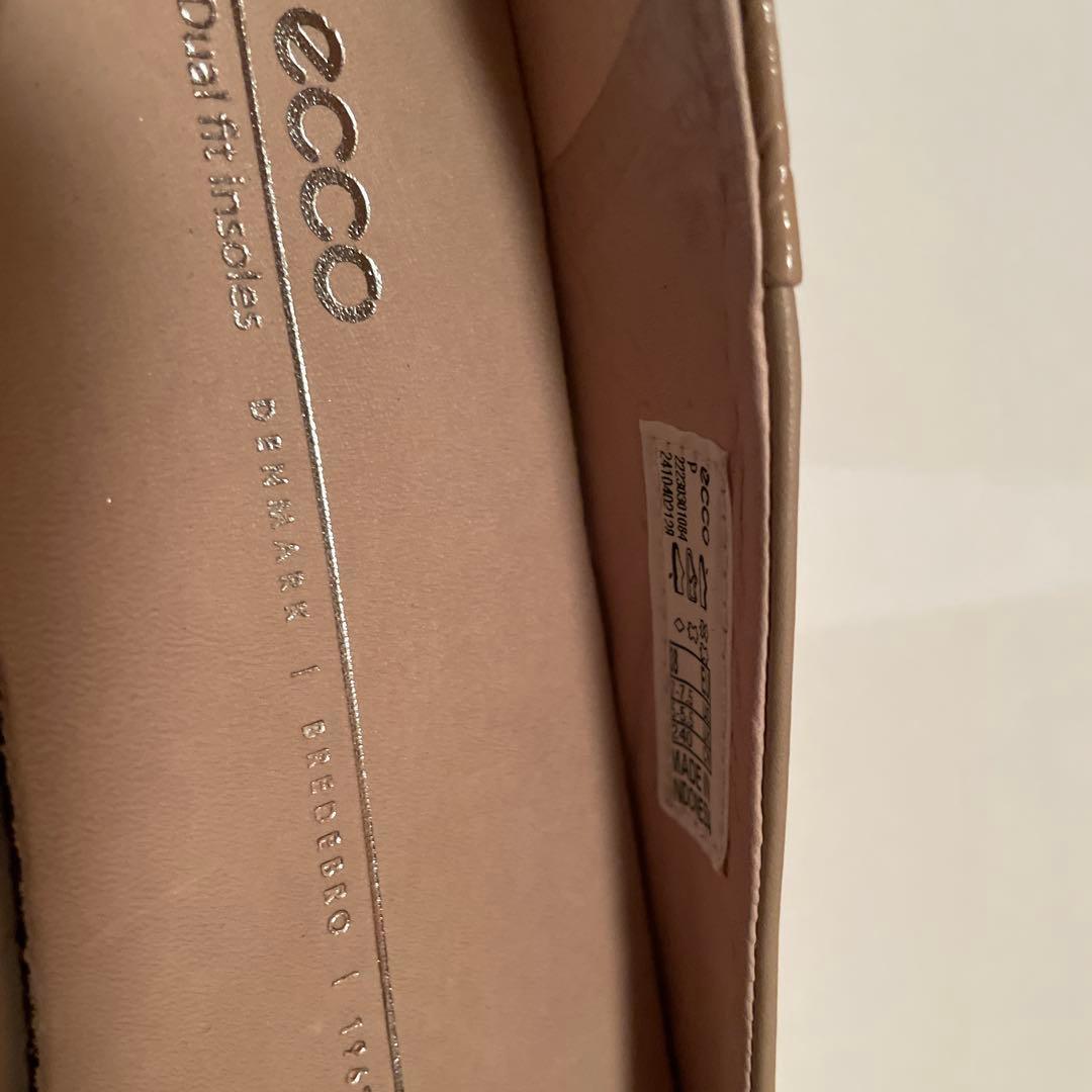 ECCO サンドベージュ バレエフラットシューズ38 ストラップおまけ付き