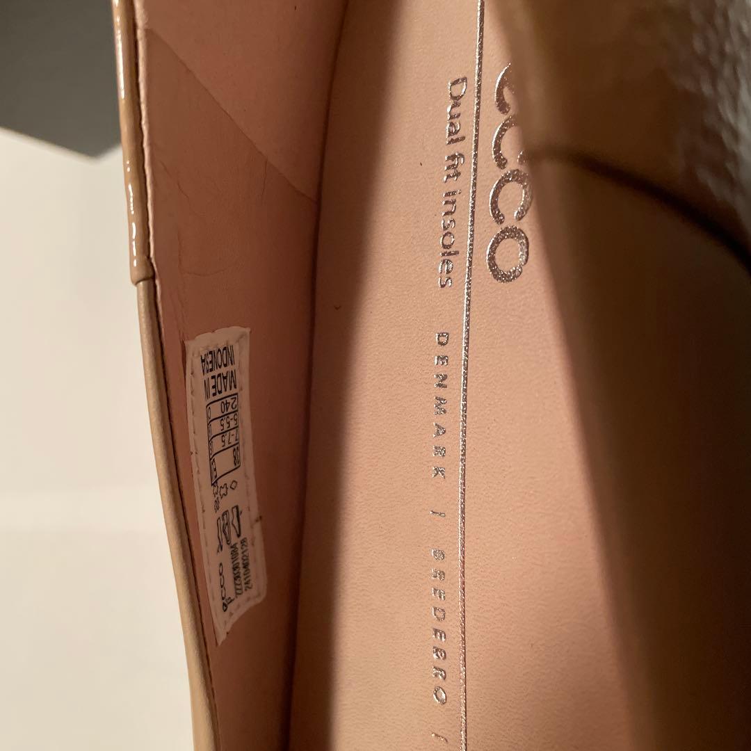 ECCO サンドベージュ バレエフラットシューズ38 ストラップおまけ付き