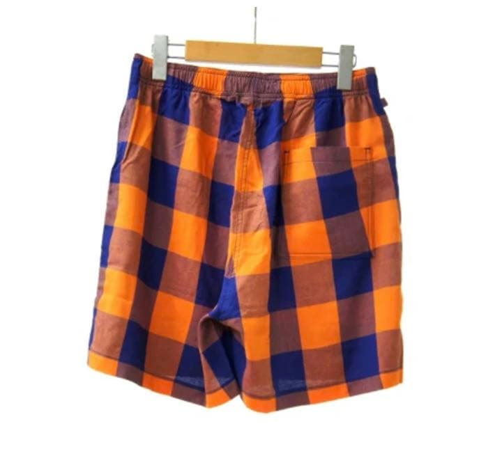 パンツ THREE FACE EASY SHORTS-NAVY x ORANGE