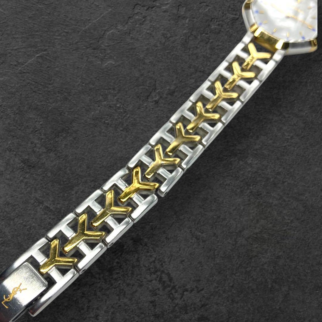 稼動品 イヴサンローラン YSL オクタゴン クォーツ腕時計 コンビ 256