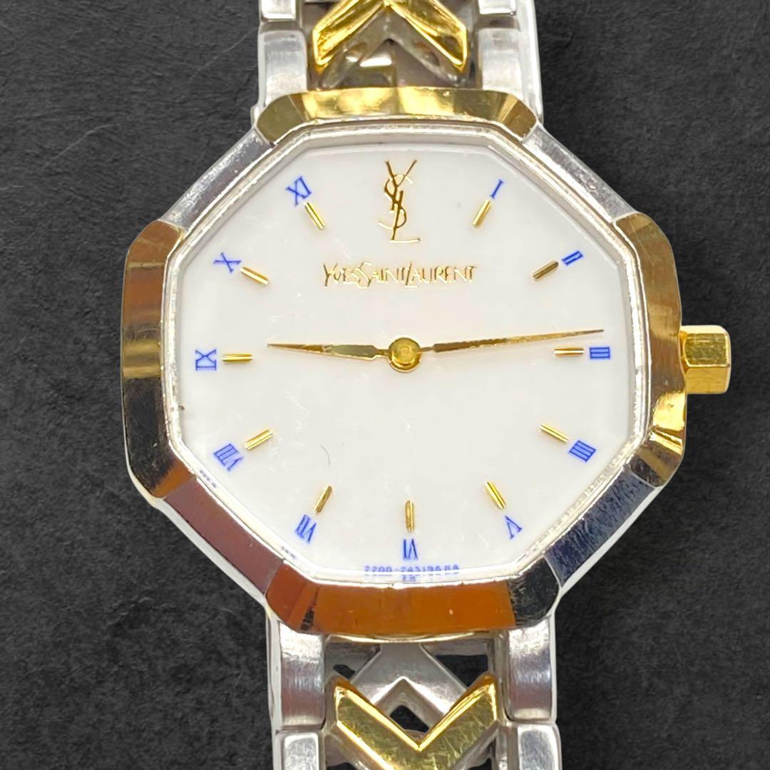 稼動品 イヴサンローラン YSL オクタゴン クォーツ腕時計 コンビ 256