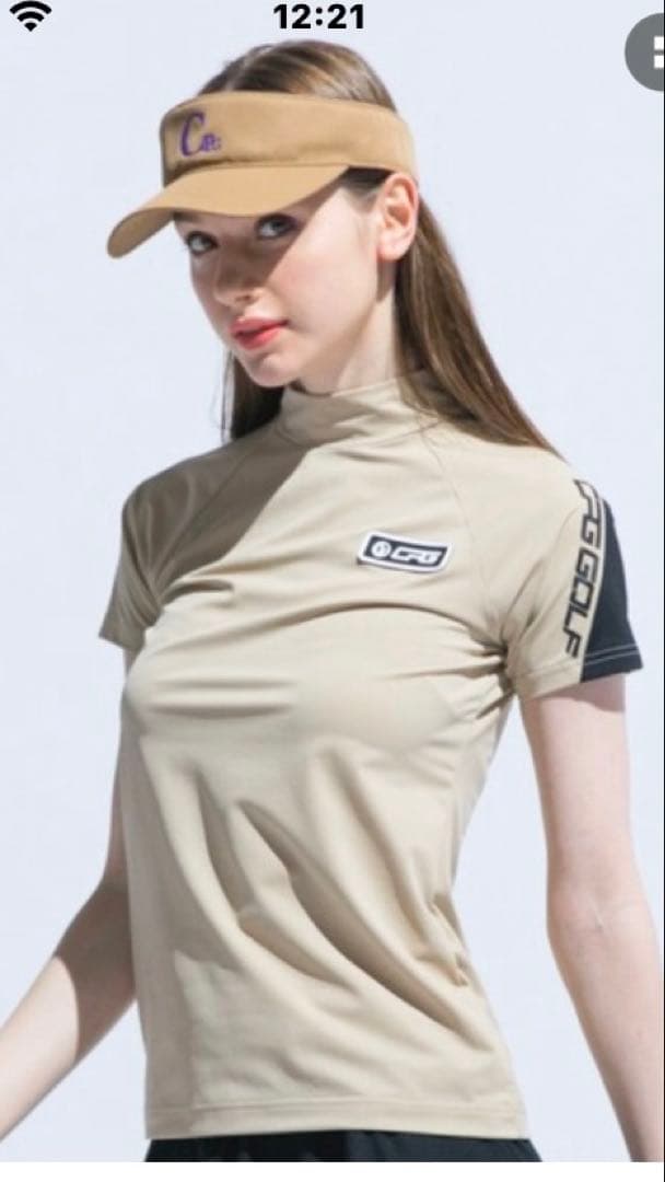 CPG GOLF ワンラインモックネックシャツ & スカートセット　サンバイザー