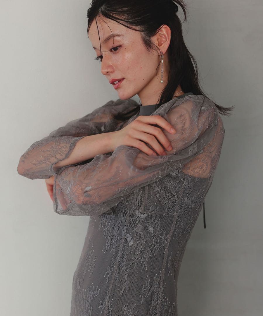 ドリードール　ボレロレイヤードレースドレス　結婚式　二次会　グレー