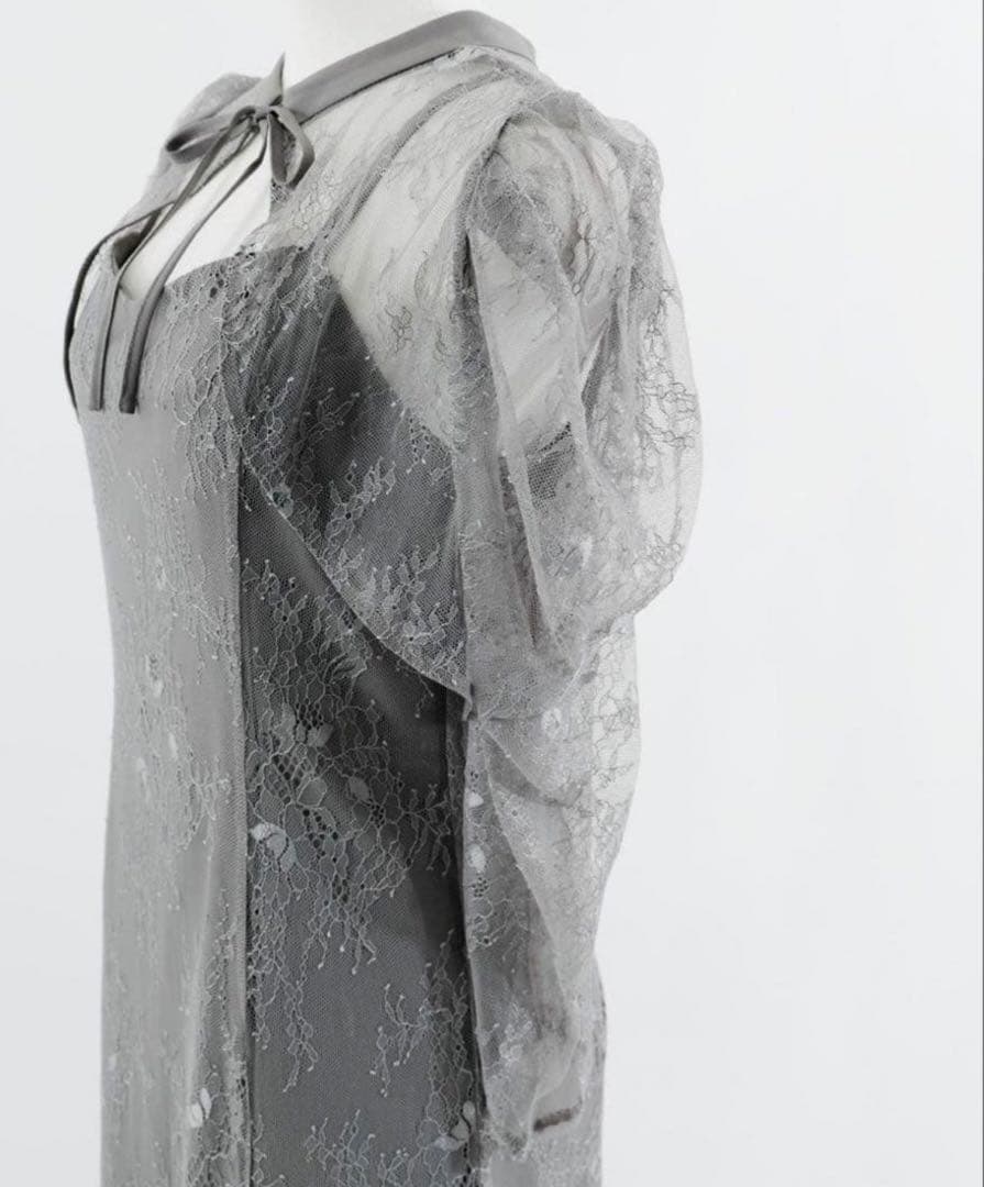 ドリードール　ボレロレイヤードレースドレス　結婚式　二次会　グレー