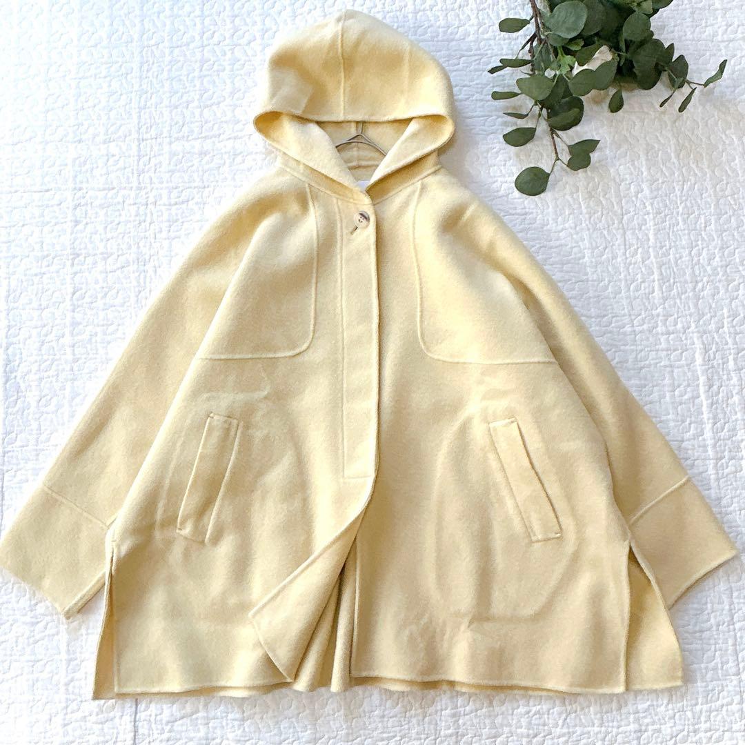 宇*コ様 モガ シャルムリバー フードコート ポンチョ風 ドルマンスリーブ イエ