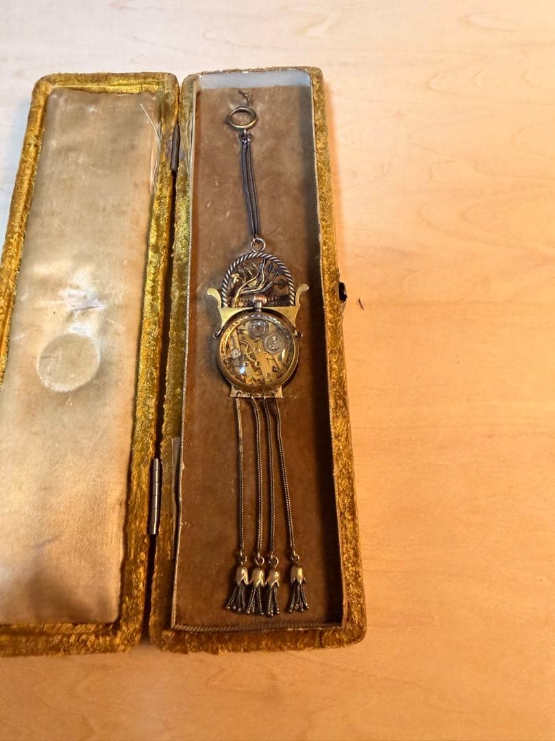 アンティーク調ペンダントウォッチ 機械式手巻き装飾デザイン タッセル ケース付き