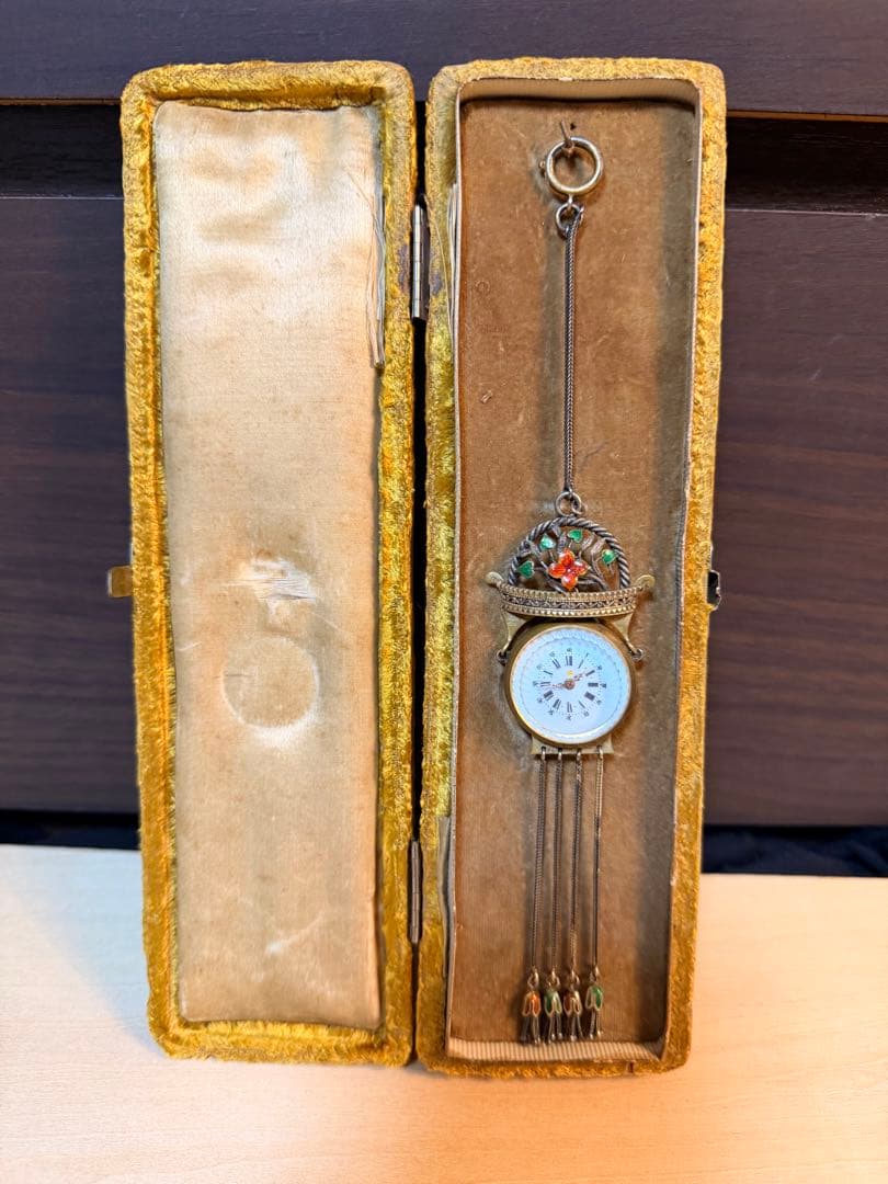 アンティーク調ペンダントウォッチ 機械式手巻き装飾デザイン タッセル ケース付き
