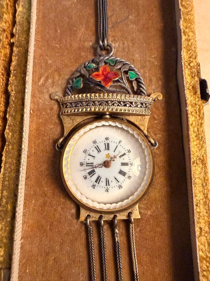 アンティーク調ペンダントウォッチ 機械式手巻き装飾デザイン タッセル ケース付き