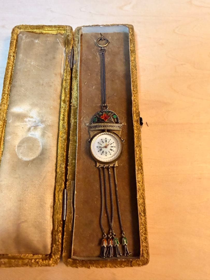 アンティーク調ペンダントウォッチ 機械式手巻き装飾デザイン タッセル ケース付き