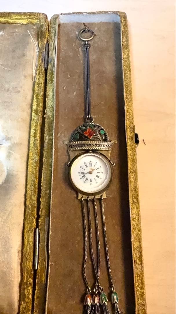 アンティーク調ペンダントウォッチ 機械式手巻き装飾デザイン タッセル ケース付き