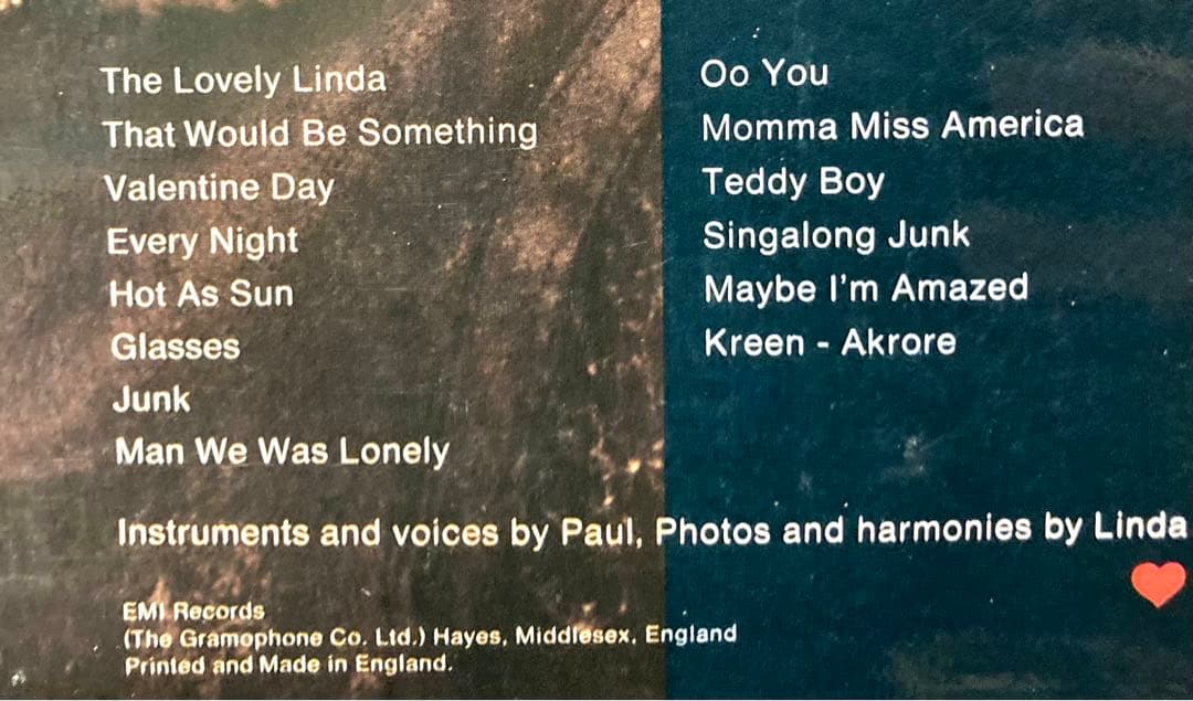 ポール・マッカートニー 「Mccartney」UKオリジナル超初期盤レコード