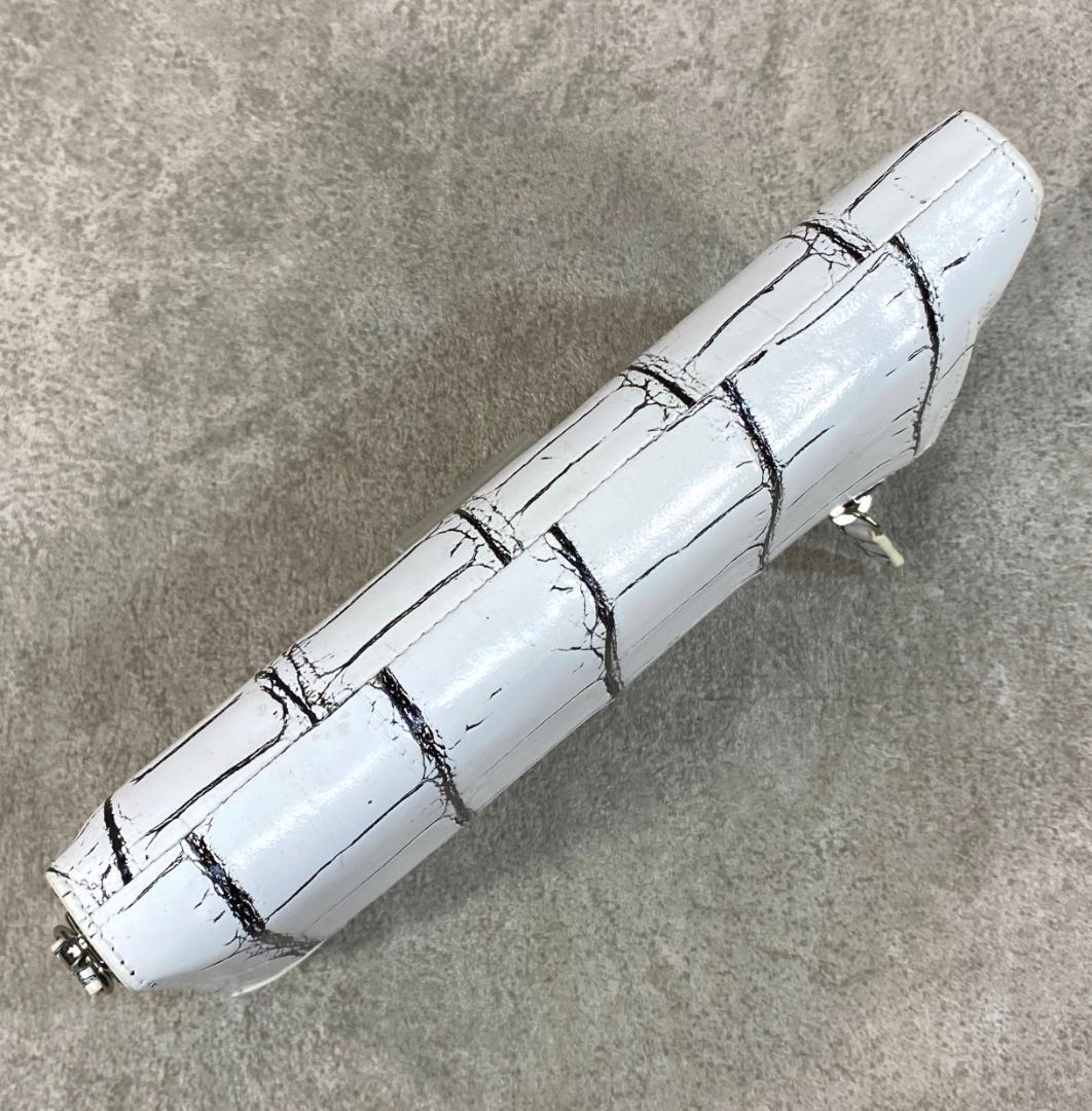 【未使用】 クロコダイル ワニ革 ラウンドファスナー 長財布 目地染 ホワイト