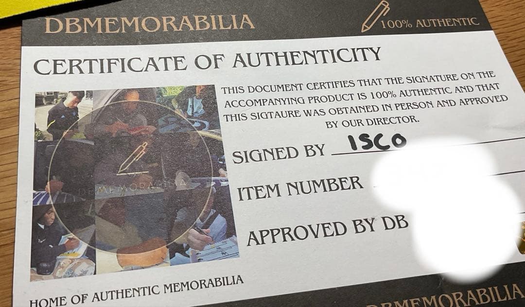 イスコ　レアル・マドリード　直筆サイン入り　2018　鑑定書付き　お値下げ可