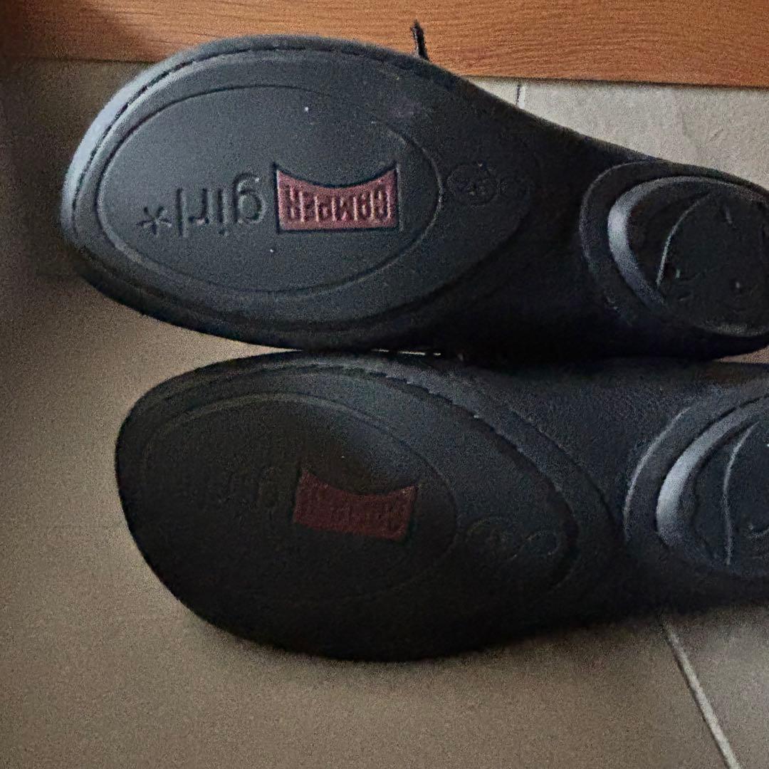 美品 カンペール ライトニナ レースアップ バレエシューズ ブラック 37