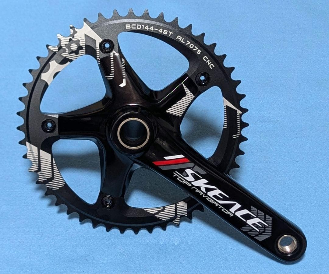 SKEACE ピスト用クランクセット 165mm 48T BB付属 ブラック