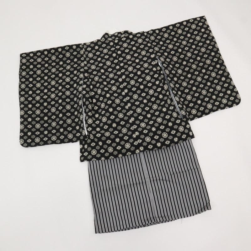 aloha【七五三】羽織袴小物＊5歳男児 縞 黒 グレー 着物 9RH13