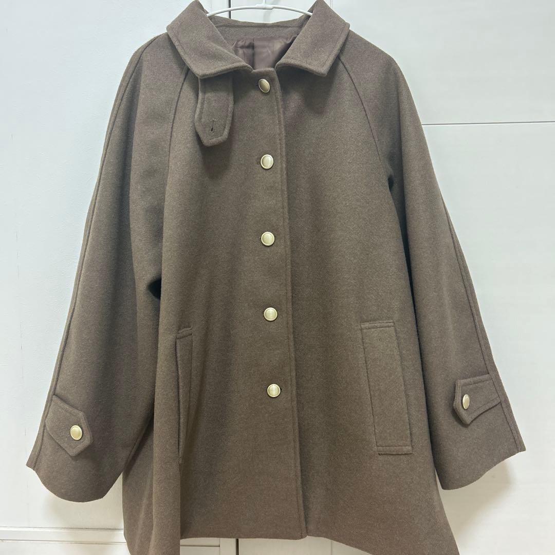 callautia ゴールドボタンミドルコートM ブラウン