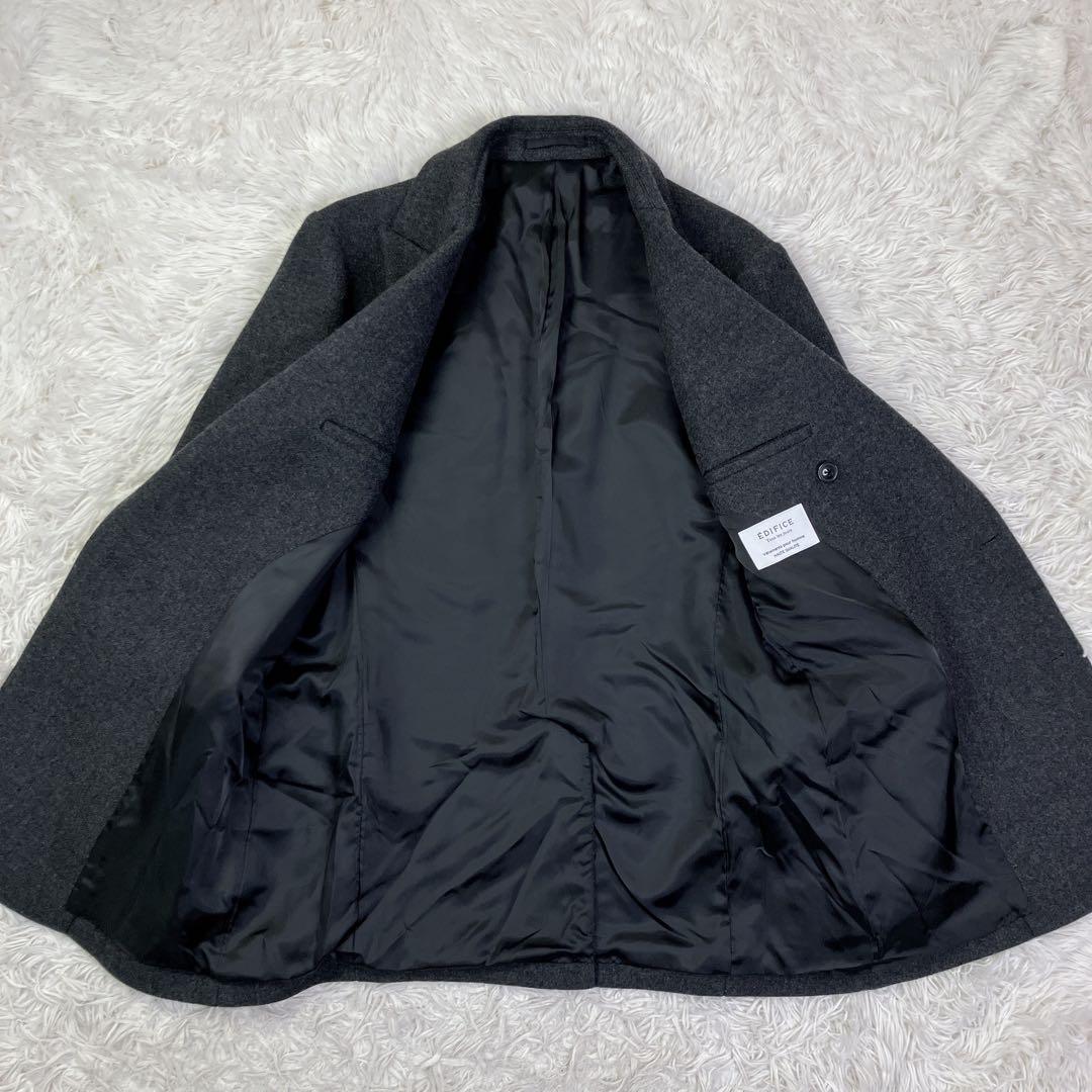 EDIFICEエディフィス　カシミヤ混　ダブルブレストチェスターコート　48